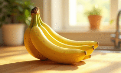 Bananes jaunes fraîches dans une cuisine lumineuse
