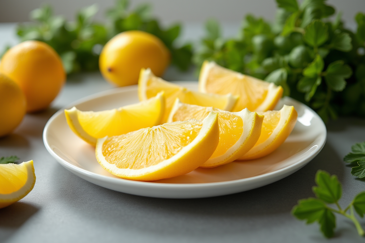 Tranches de carambola sur une assiette blanche lumineuse