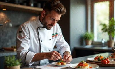 Chef distingué en cuisine moderne avec étoile Michelin
