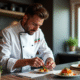 Chef distingué en cuisine moderne avec étoile Michelin