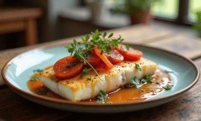 Filet de cod garni de chorizo croustillant et herbes fraîches