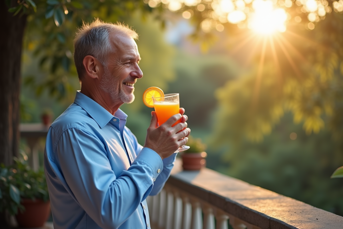 Homme dégustant un jus d