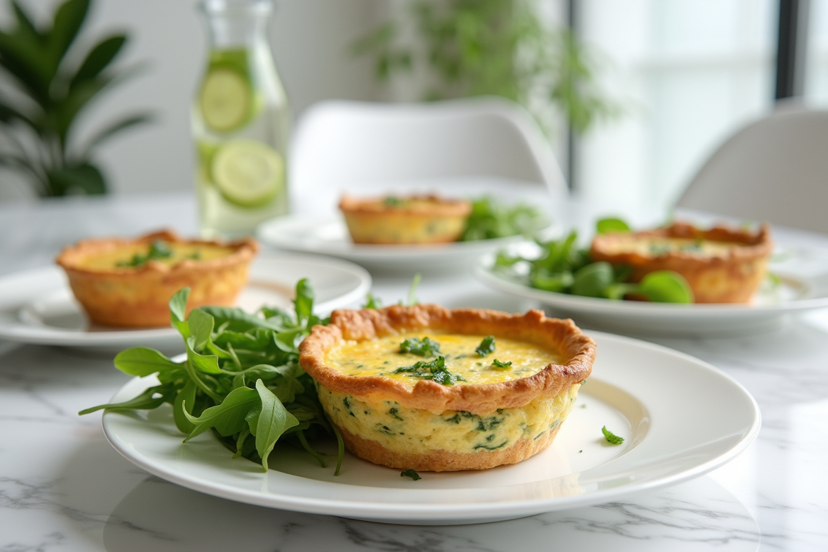 Mini quiches à la courgette avec salade verte