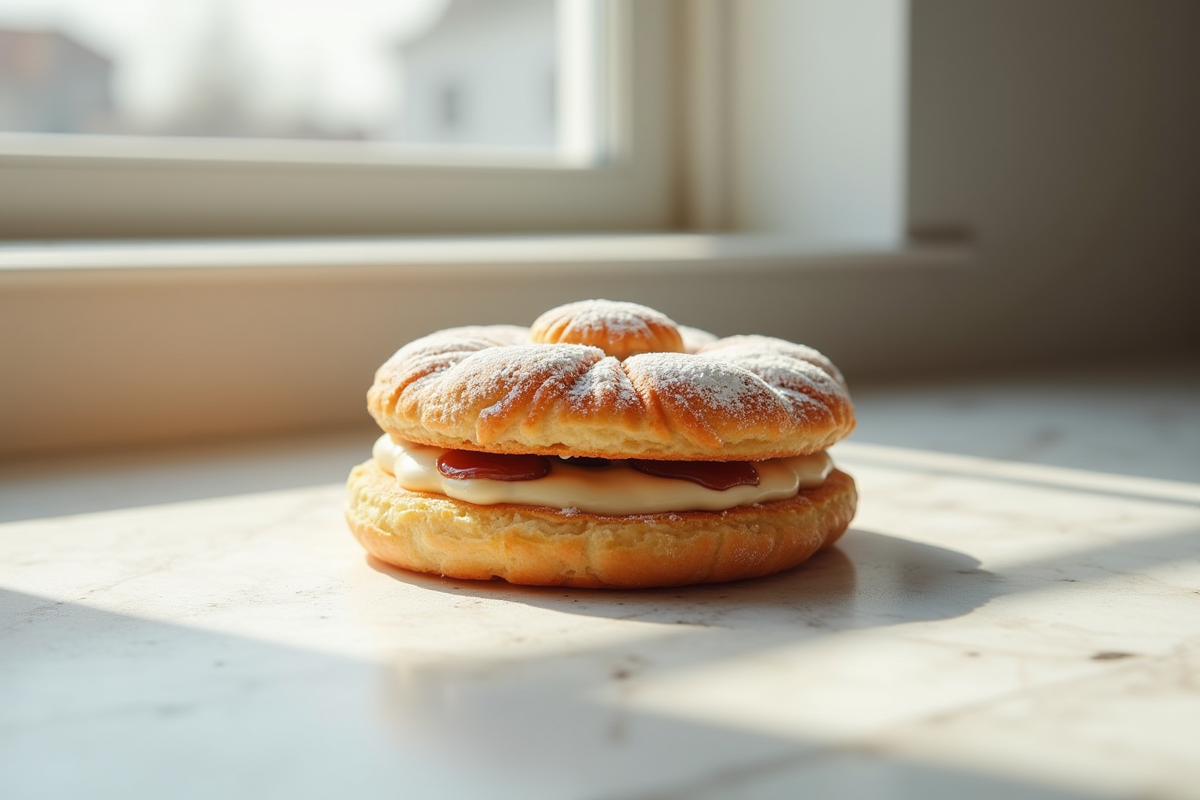 ParisBrest frais sur marbre avec creme hazelnut