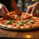Pizza chorizo fraîche servie lors d'un dîner convivial