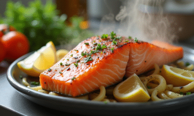 Filet de saumon cuit à la perfection dans un panier d'air fryer